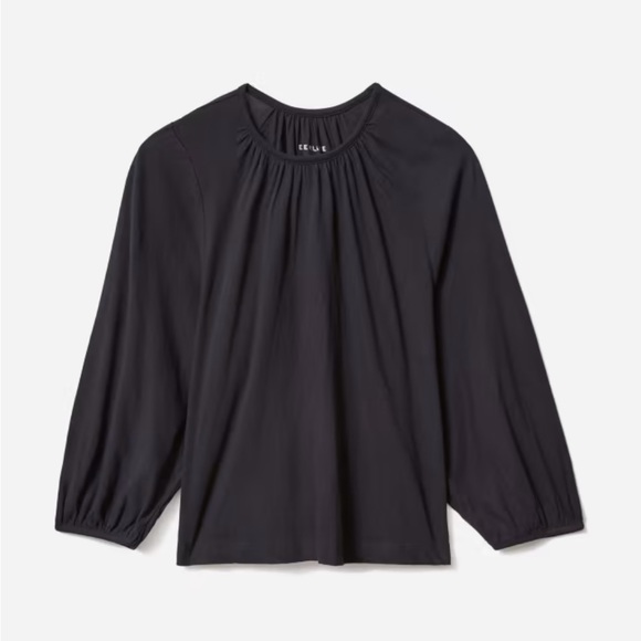 Everlane - women’s The Air Poet Tee black 3/4 balloon sleeve crewneck Tee size M - Picture 2 of 7